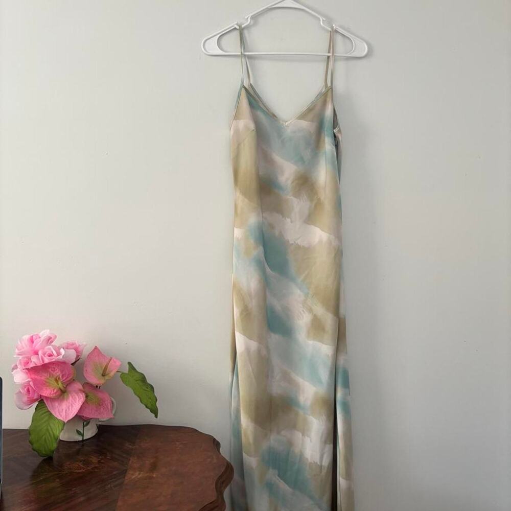 Forever 21 Women’s Multicolored Teal Beige Maxi Dress Size S